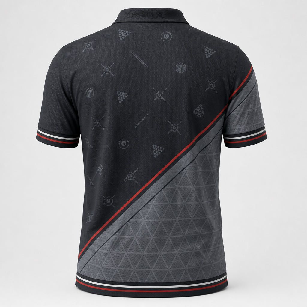 Custom Billiards Team Polo – Player Name + Team Name - Back view