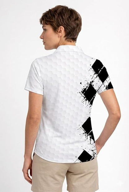 Pickit Custom Name Golf Polo Shirt Black White