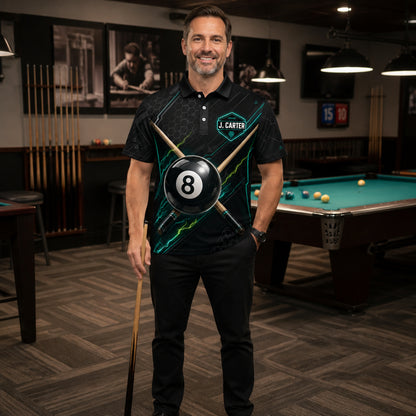Custom 8‑Ball Billiards Team Polo — Add Team & Player Name - Lifestyle 1
