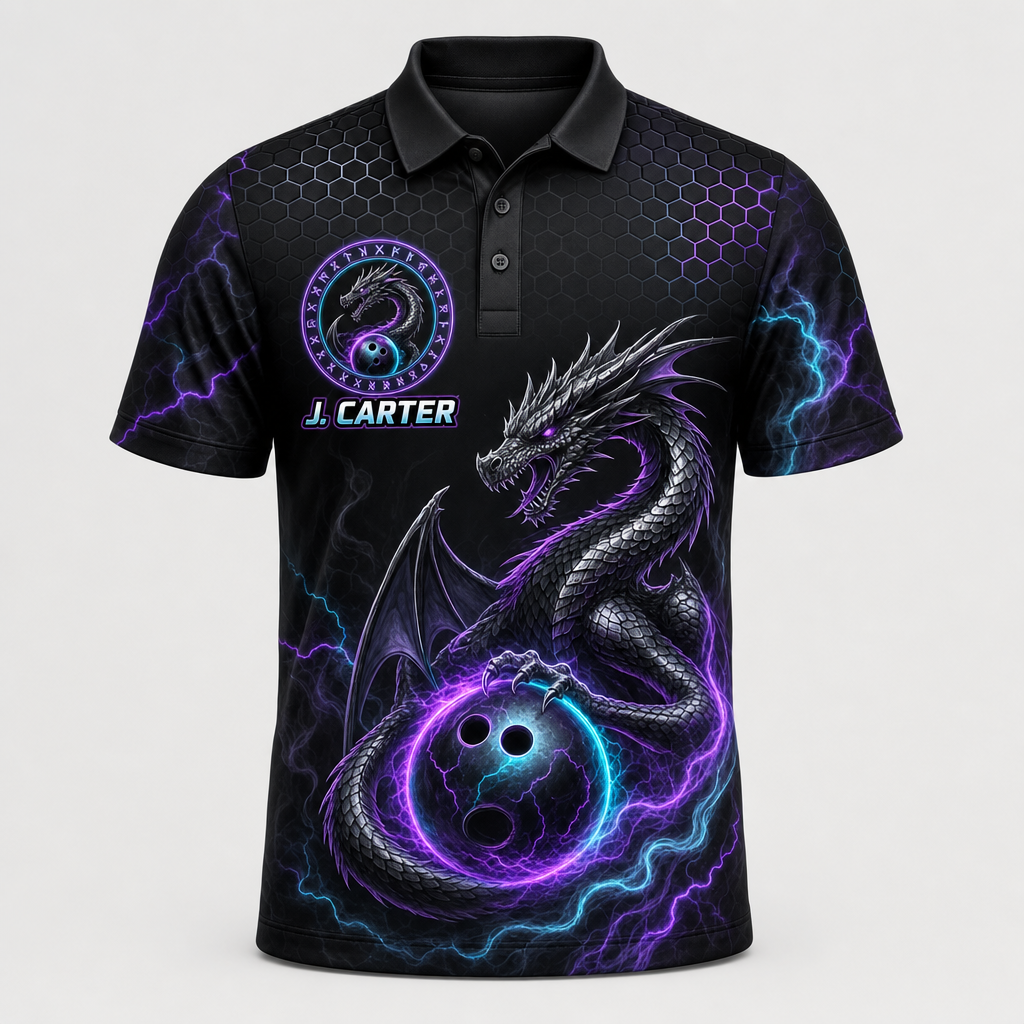 Dragon Bowling Team AOP Polo — Custom Team & Name - Hero