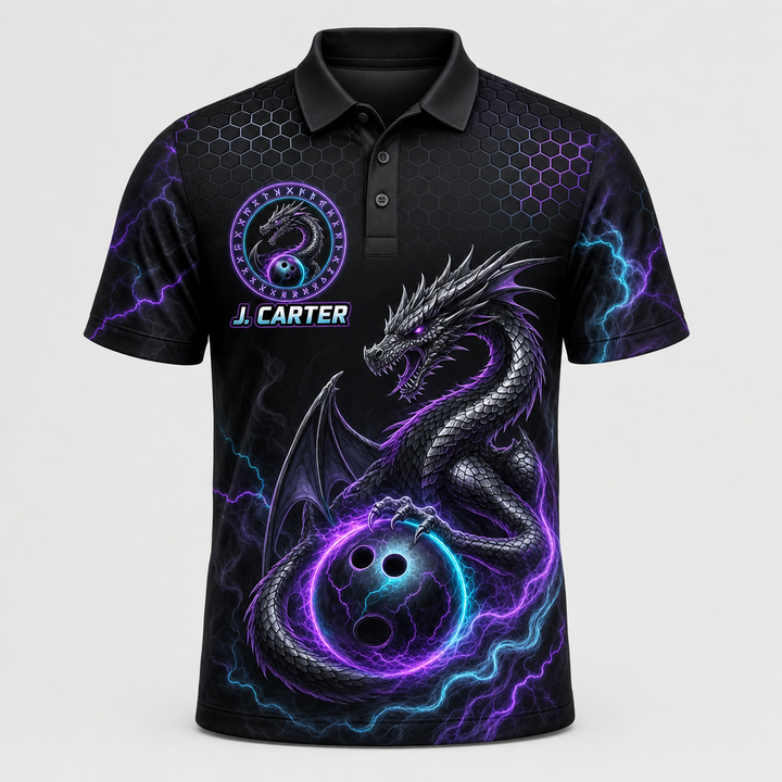 Dragon Bowling Team AOP Polo — Custom Team & Name - Hero