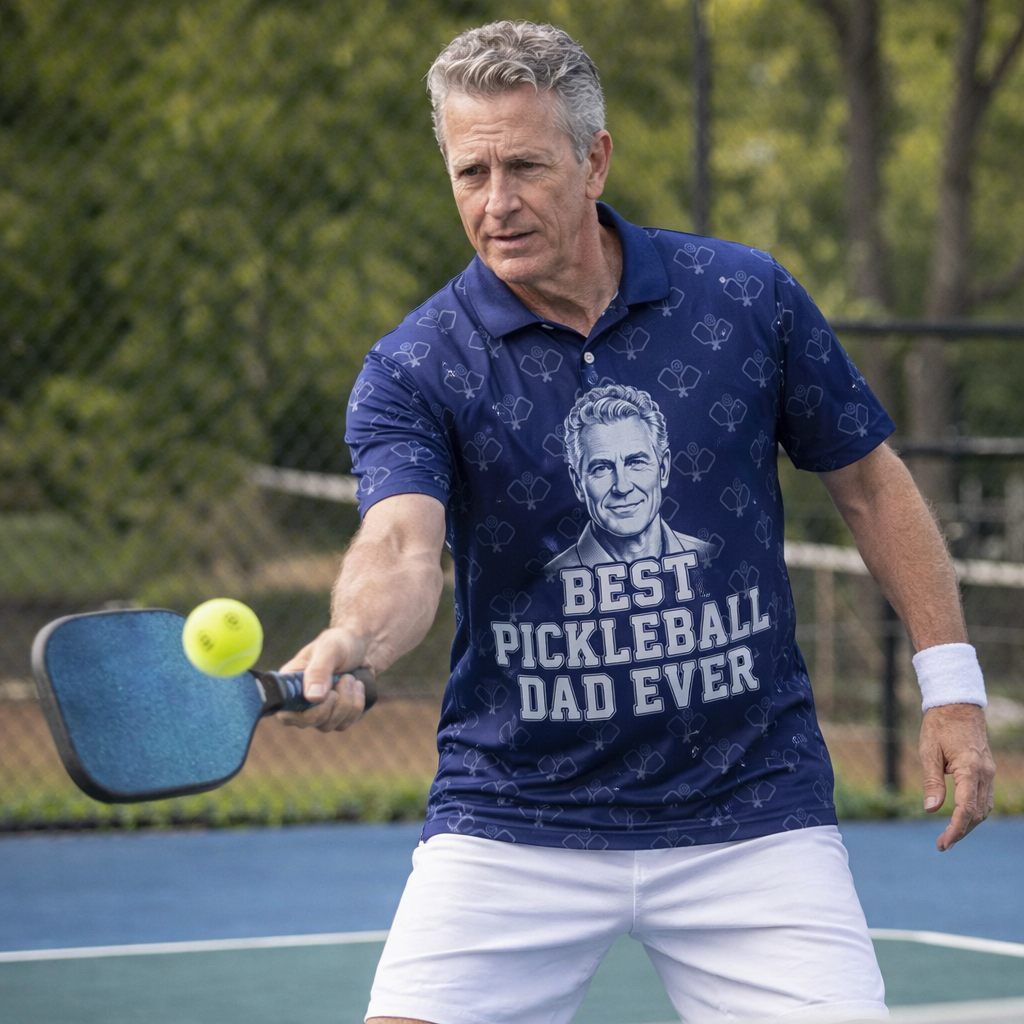Best Pickleball Dad Ever Navy Polo Shirt for Men