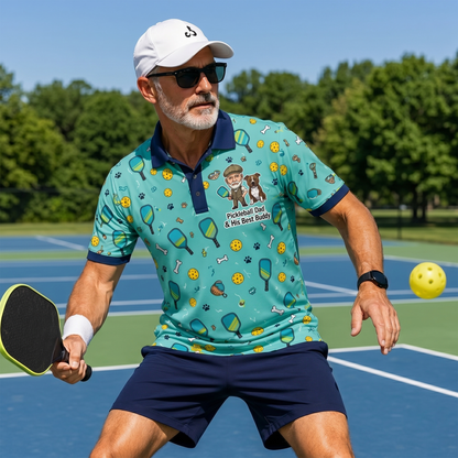 Pickleball Dad & His Best Buddy Polo Shirt for Men