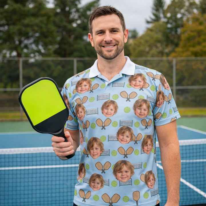 Custom Photo Pickleball Polo Shirt Personalized Face
