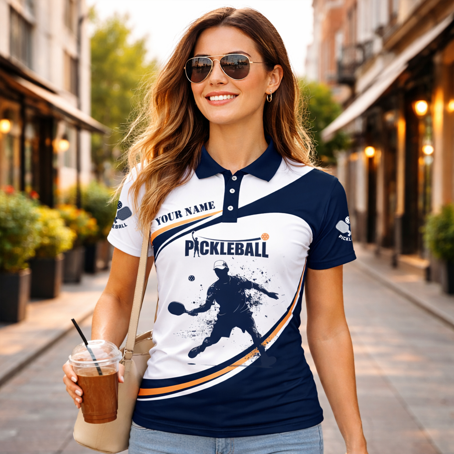 Custom Pickleball Polo Shirt Personalized Name All Over Print Performance Sports Shirt for Men Women