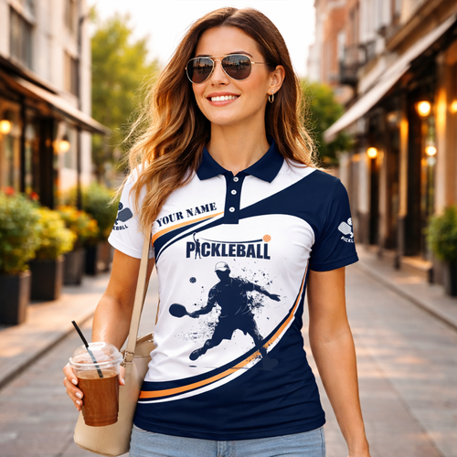 Custom Pickleball Polo Shirt Personalized Name All Over Print Performance Sports Shirt for Men Women