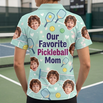Our Favorite Pickleball Mom Custom Photo Polo Mint