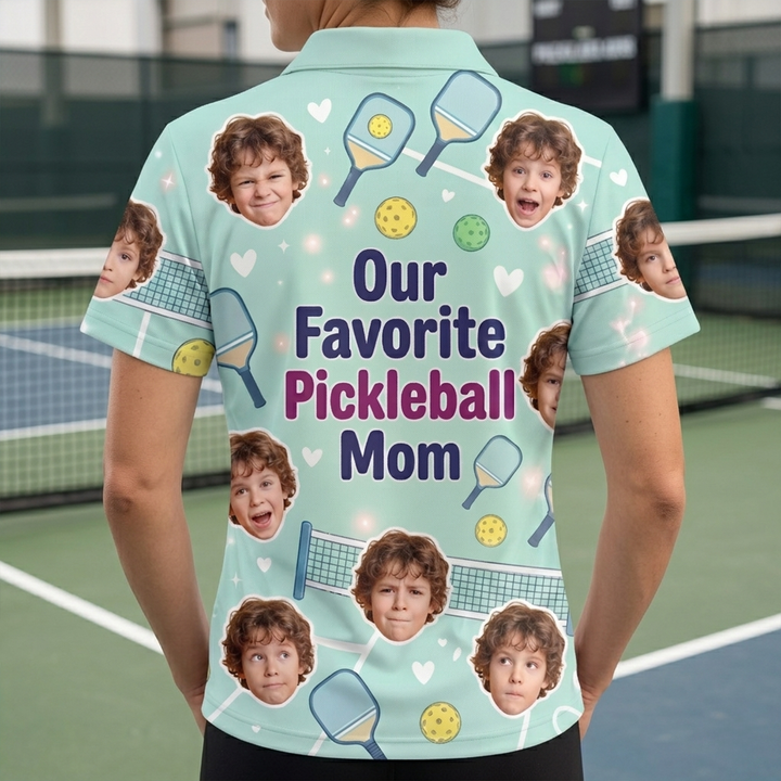 Our Favorite Pickleball Mom Custom Photo Polo Mint