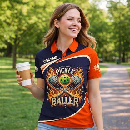 Pickleball Baller Polo Shirt Custom Name Pickleball Shirt Performance Sports Polo for Men Women