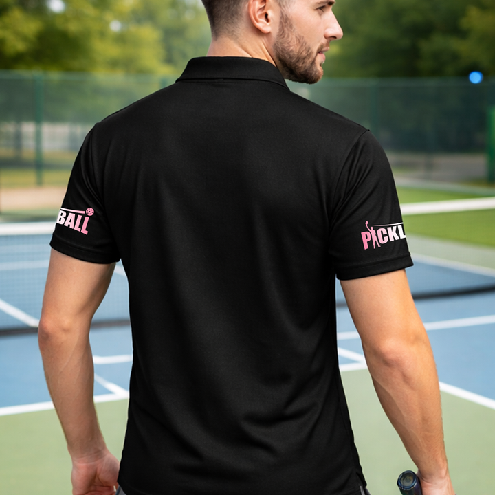 Women Pickleball Polo Shirt Cute Pickle Character Pink Style Custom Name Breathable Performance Polo