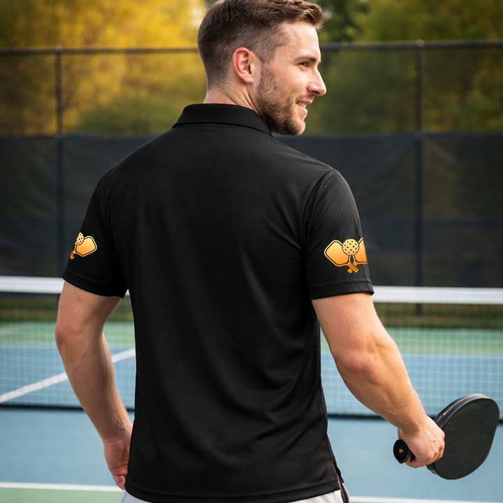 Pickleball Fire Paddle Polo Shirt Personalized Name Performance Shirt Unisex Sports Polo
