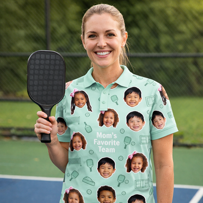 Mom's Favorite Team Custom Photo Pickleball Polo