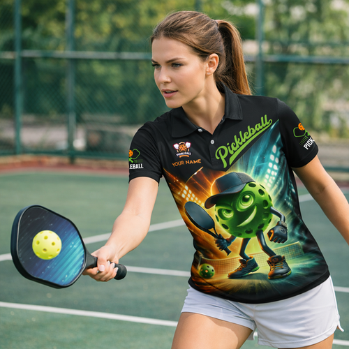 Pickleball Polo Shirt Custom Name Graphic Sport Shirt Breathable Mesh Athletic Top