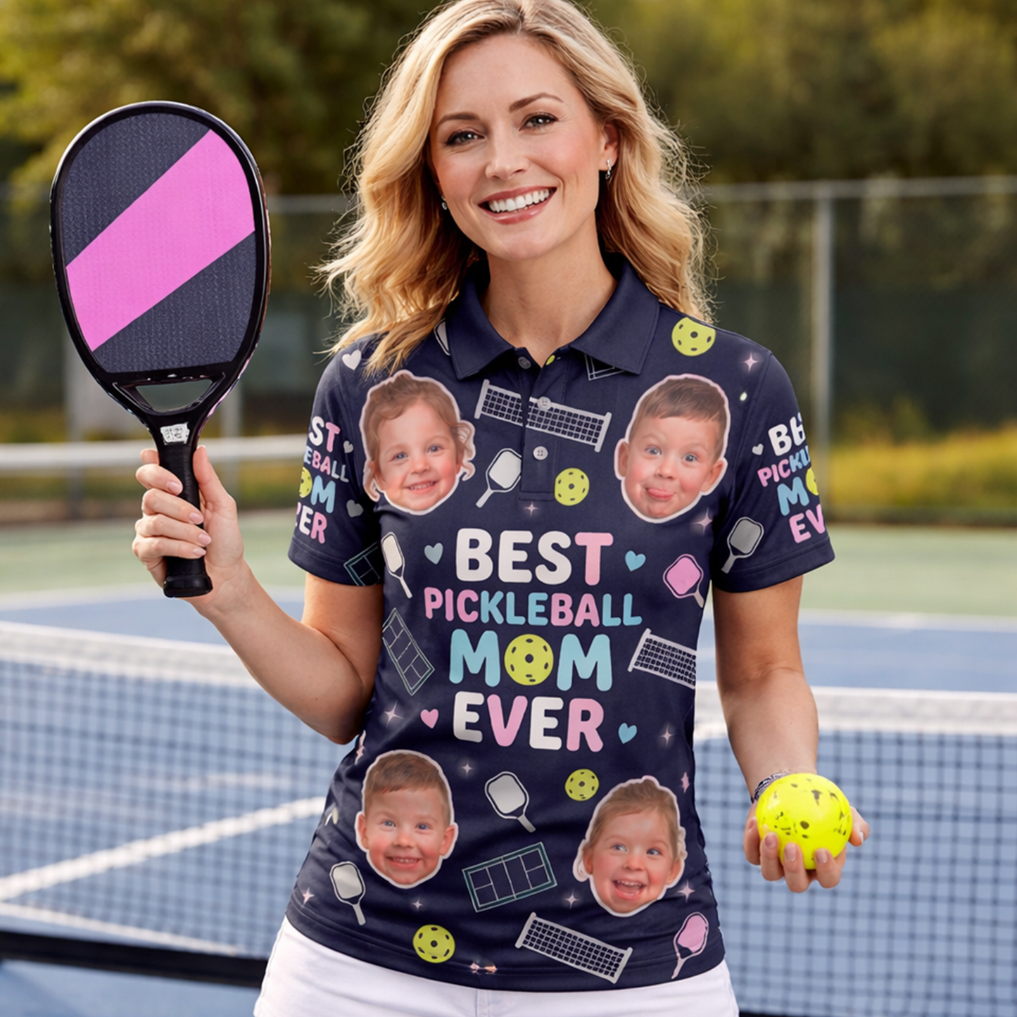 Best Pickleball Mom Ever Custom Photo Polo Women