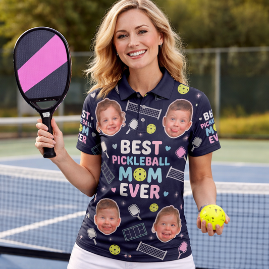 Best Pickleball Mom Ever Custom Photo Polo Women
