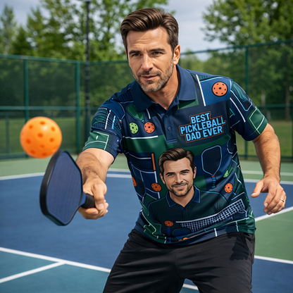 Best Pickleball Dad Ever Custom Portrait Polo Shirt