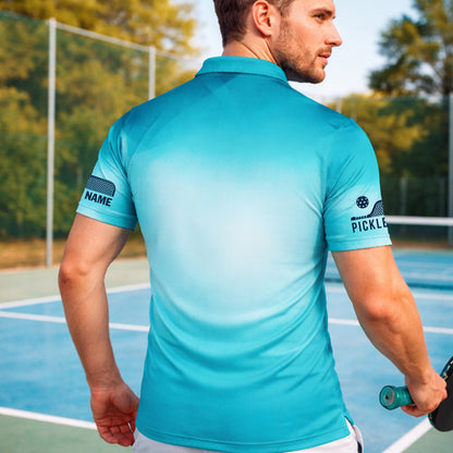 Pickleball Funny Cartoon Pickle Player Polo Shirt Custom Name Sport All Over Print Breathable Unisex Shirt