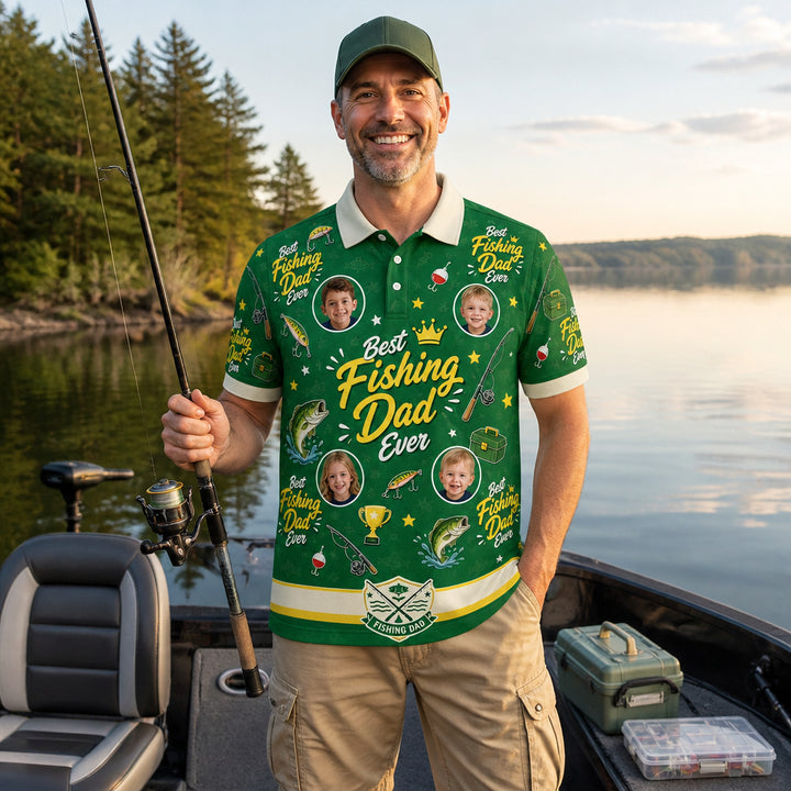Best Dad Ever Fishing Polo (Green Colorway) - Lifestyle 1