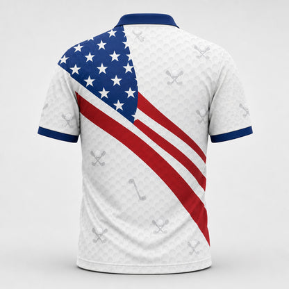 Patriotic Golfer AOP Polo – Personalized Sleeve Name - Back view