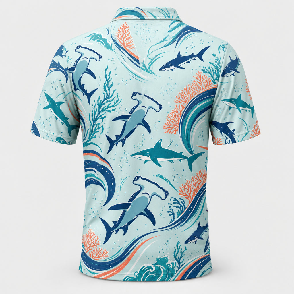 Shark Surf AOP Polo — Custom Name - Personalized Polo shirt - All over printed 5f10a7f1-85e1-42ff-b6cc-7c11cc37c611.jpg