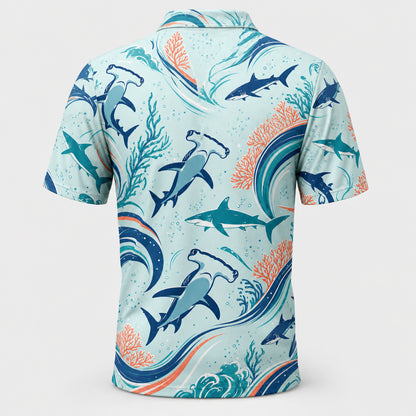 Shark Surf AOP Polo — Custom Name - Personalized Polo shirt - All over printed 5f10a7f1-85e1-42ff-b6cc-7c11cc37c611.jpg
