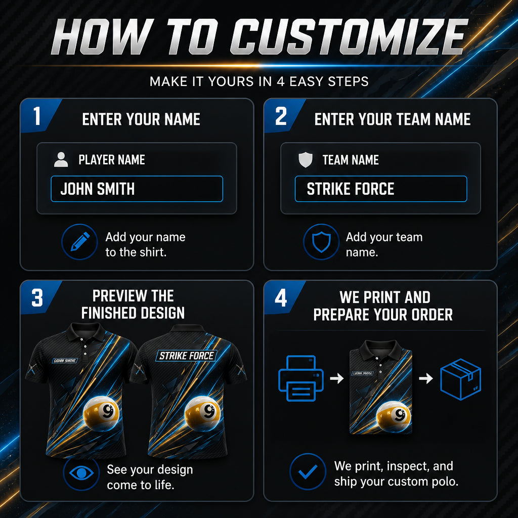 Custom 9-Ball Team Polo – Name & Team - How to customize