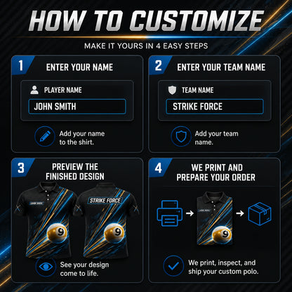 Custom 9-Ball Team Polo – Name & Team - How to customize