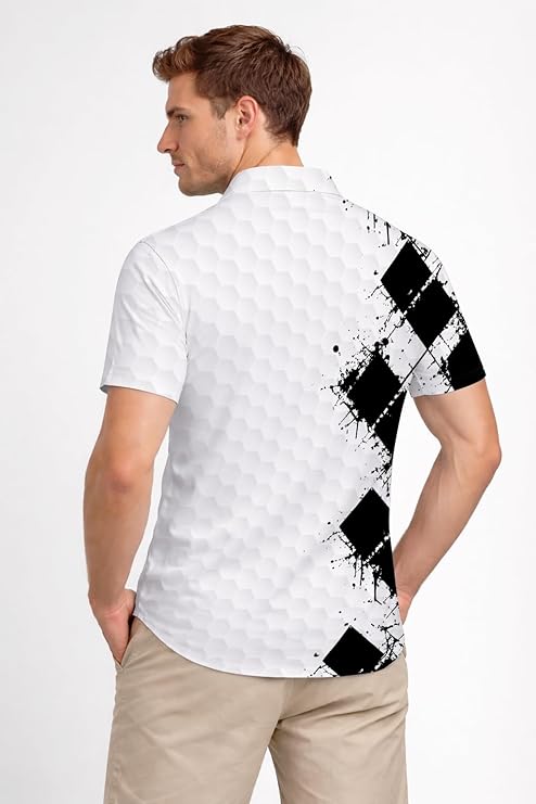 Pickit Custom Name Golf Polo Shirt Black White