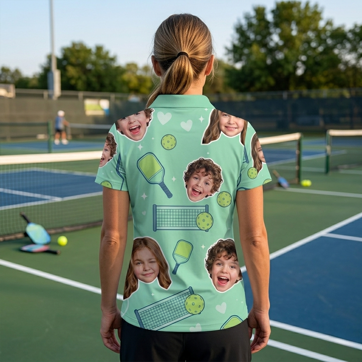 Best Pickleball Mom Ever Custom Kids Photo Polo Mint
