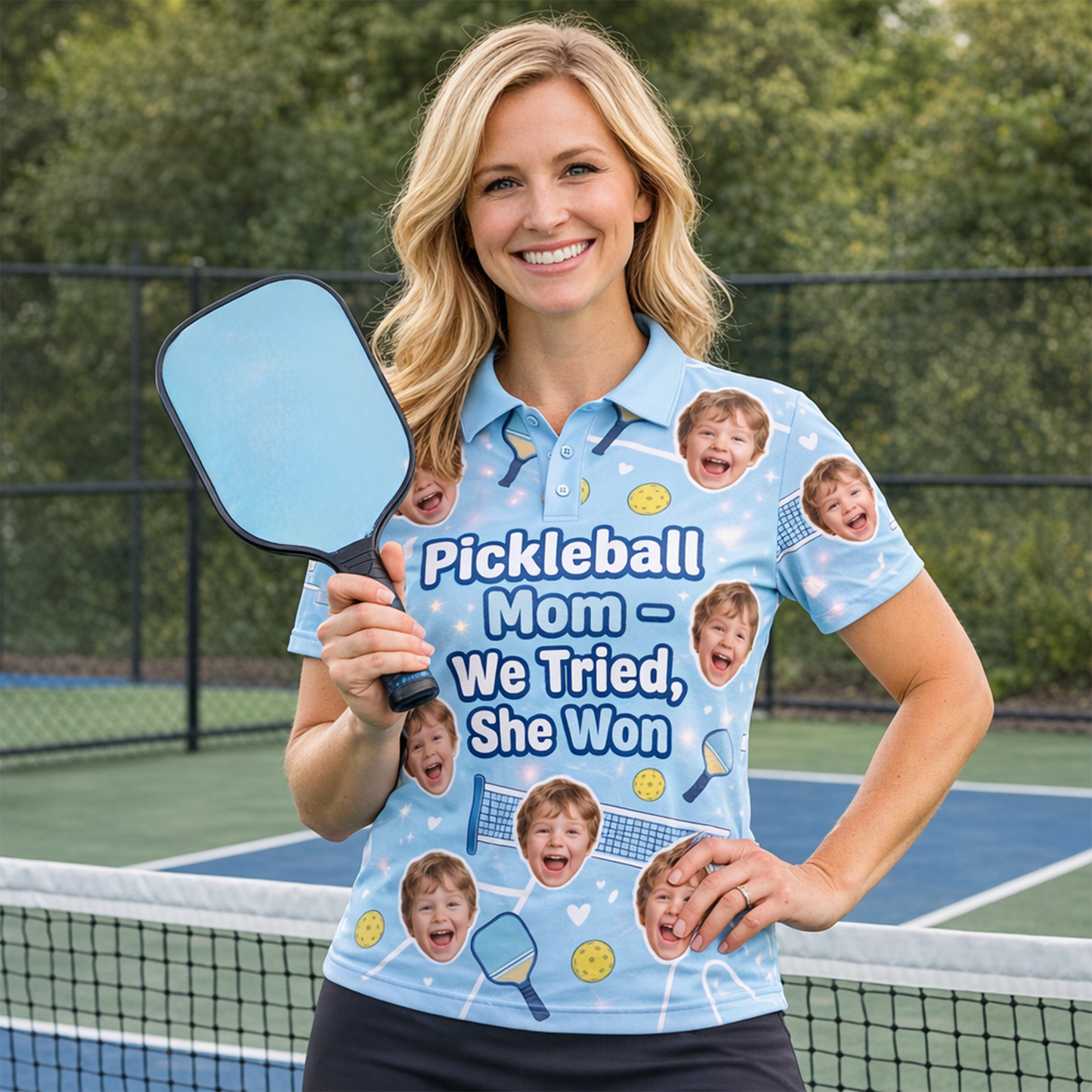 Pickleball Mom We Tried She Won Custom Photo Polo