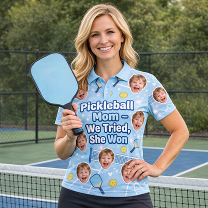Pickleball Mom We Tried She Won Custom Photo Polo