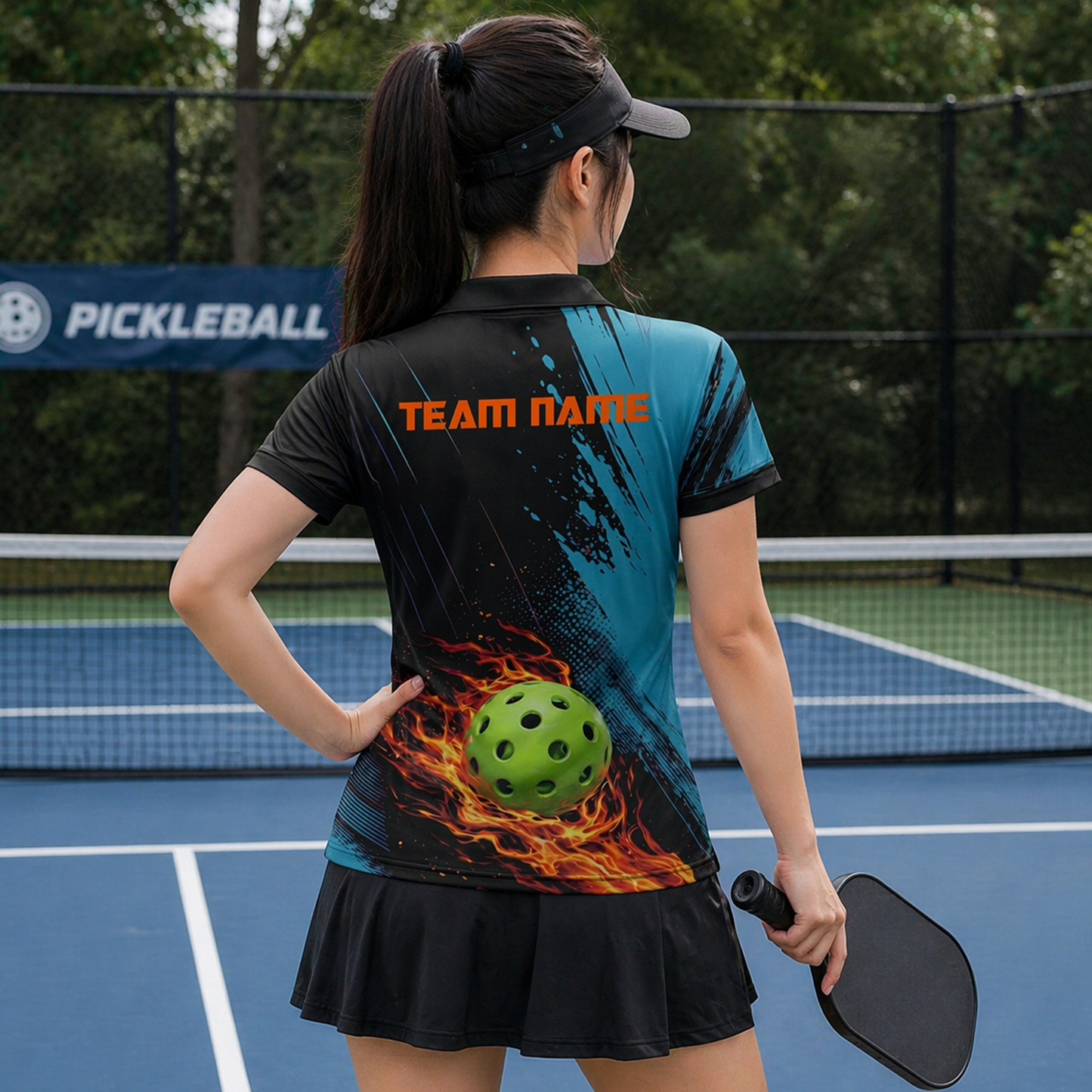 Flaming Pickleball Polo Shirt Custom Team Name