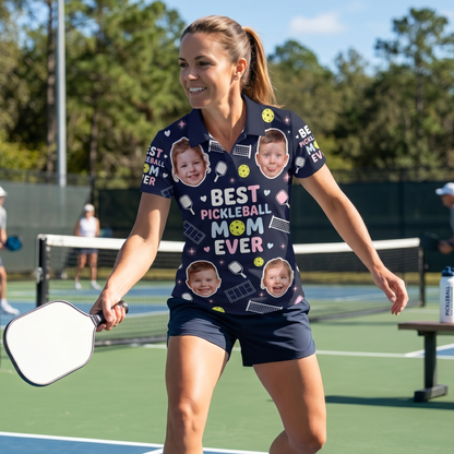 Best Pickleball Mom Ever Custom Photo Polo Women