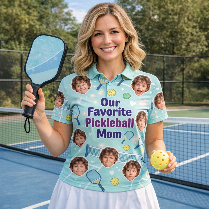 Our Favorite Pickleball Mom Custom Photo Polo Mint