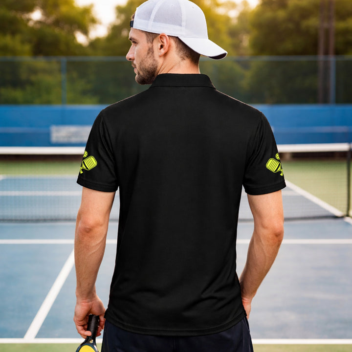 Pickleball Neon Glow Polo Shirt Custom Name Performance Sports Shirt Men Women Athletic Tee