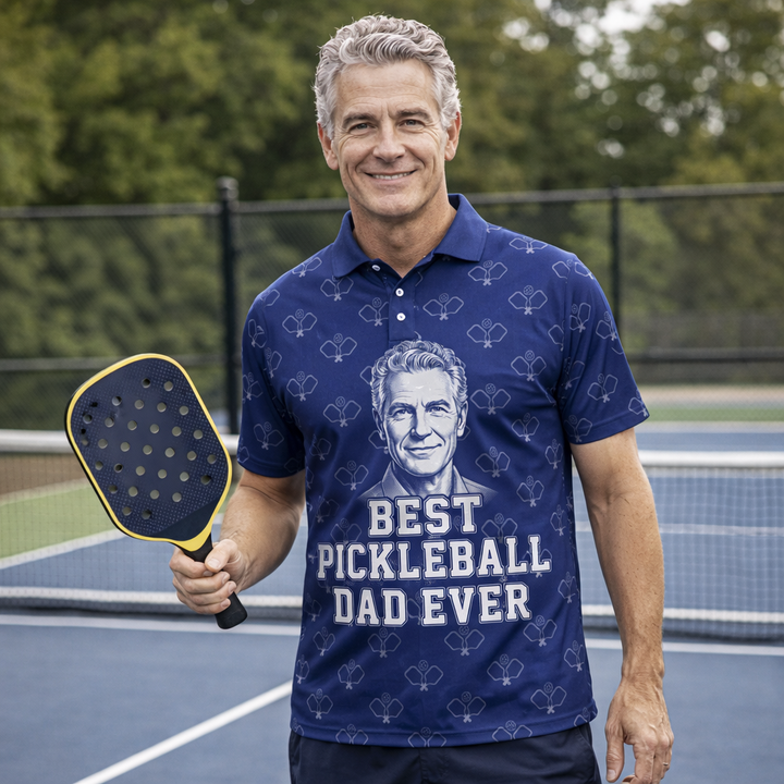Best Pickleball Dad Ever Navy Polo Shirt for Men