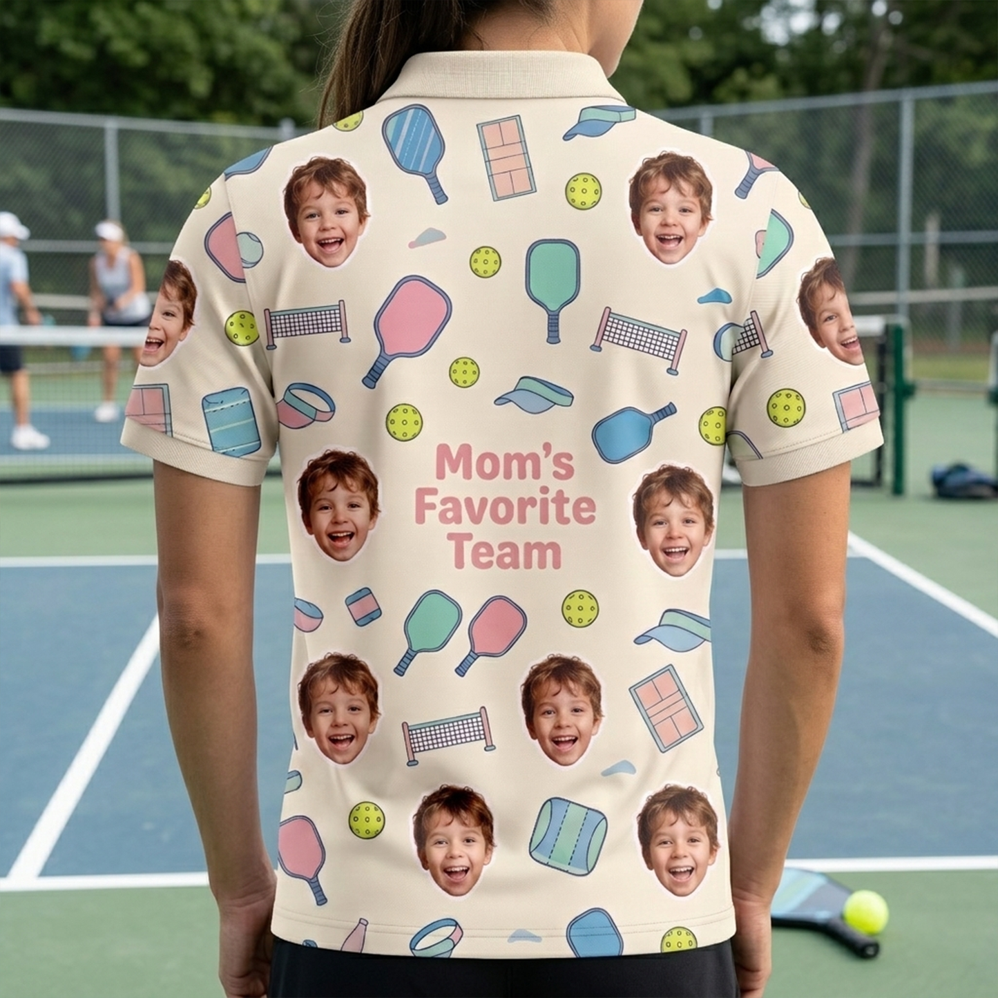 Mom's Favorite Team Custom Kid Face Pickleball Polo