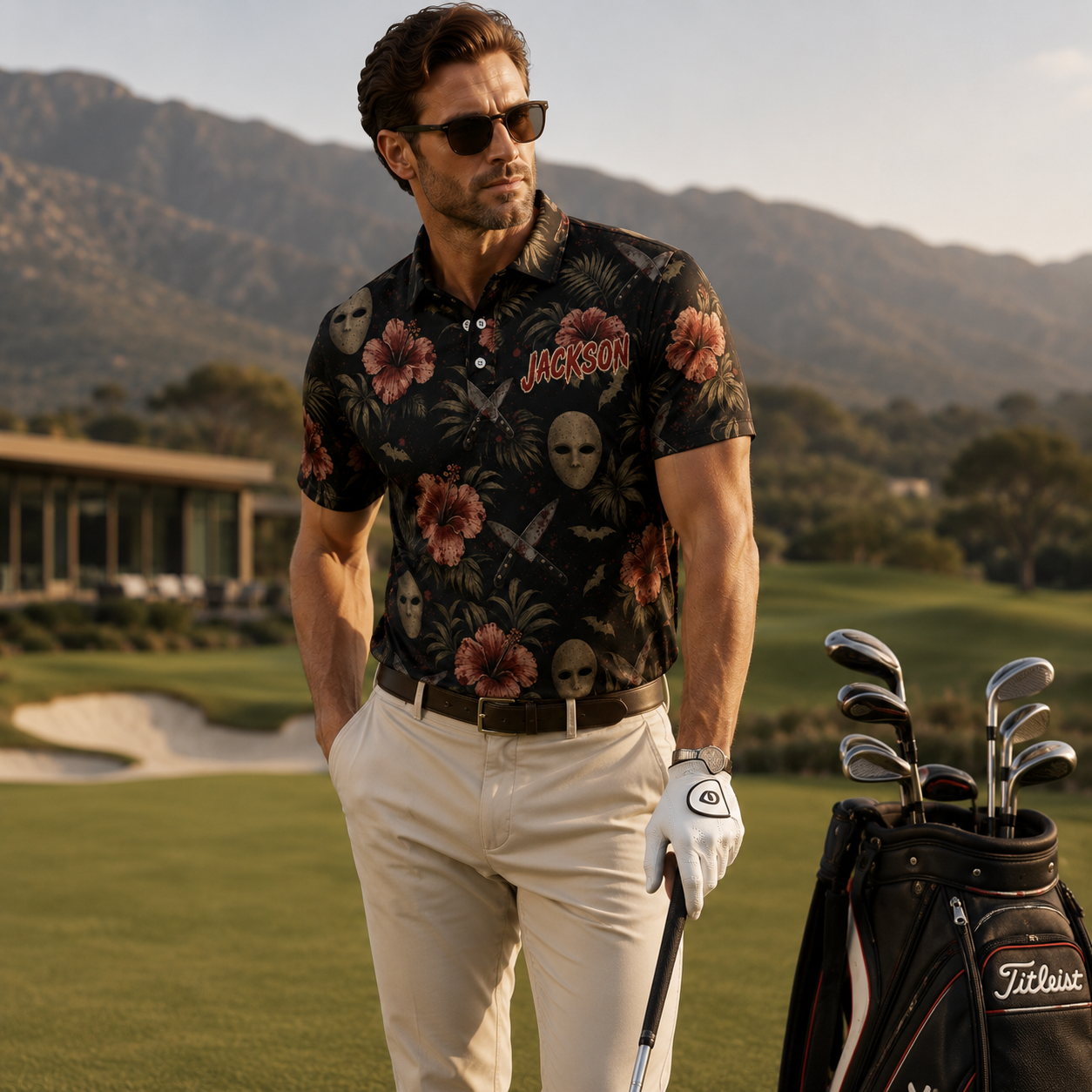 Personalized Name Golf Polo Shirt - Custom Photo All Over Print