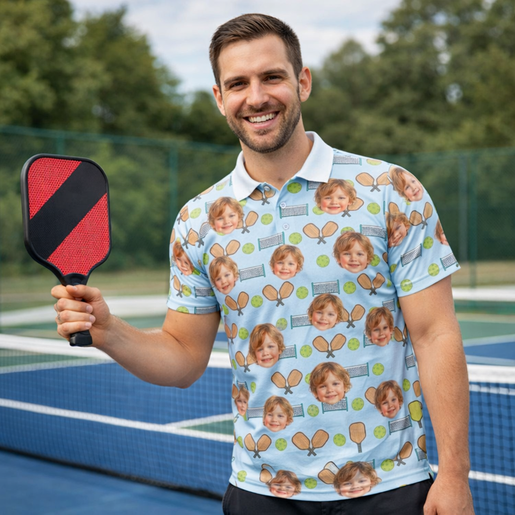 Custom Photo Pickleball Polo Shirt Personalized Face