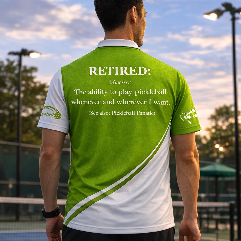 Funny Pickleball Polo Shirt Custom Name Cool Pickle Character Green White