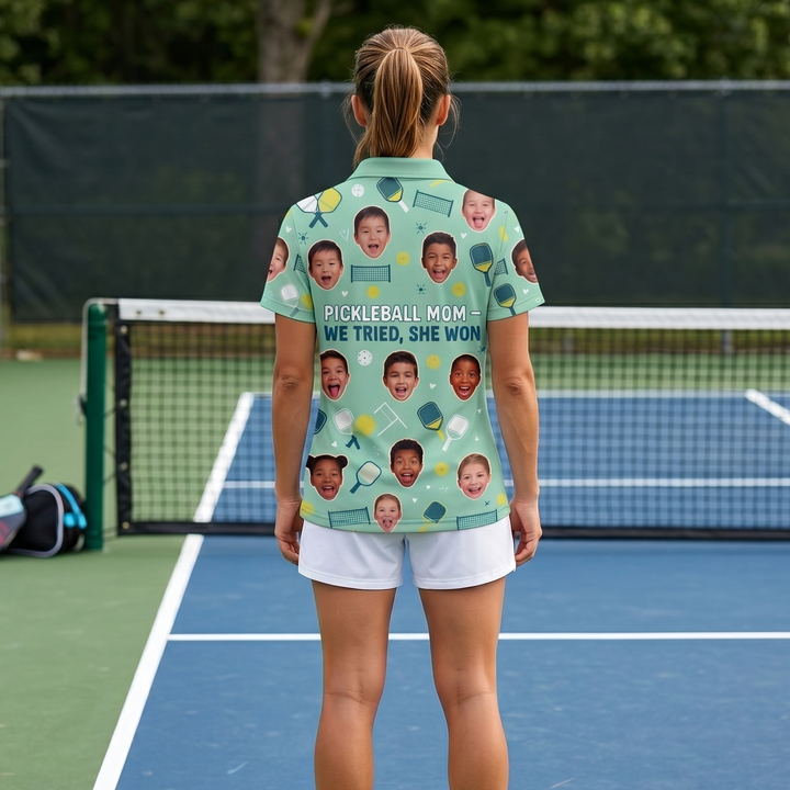 Pickleball Mom We Tried She Won Custom Face Womens Polo