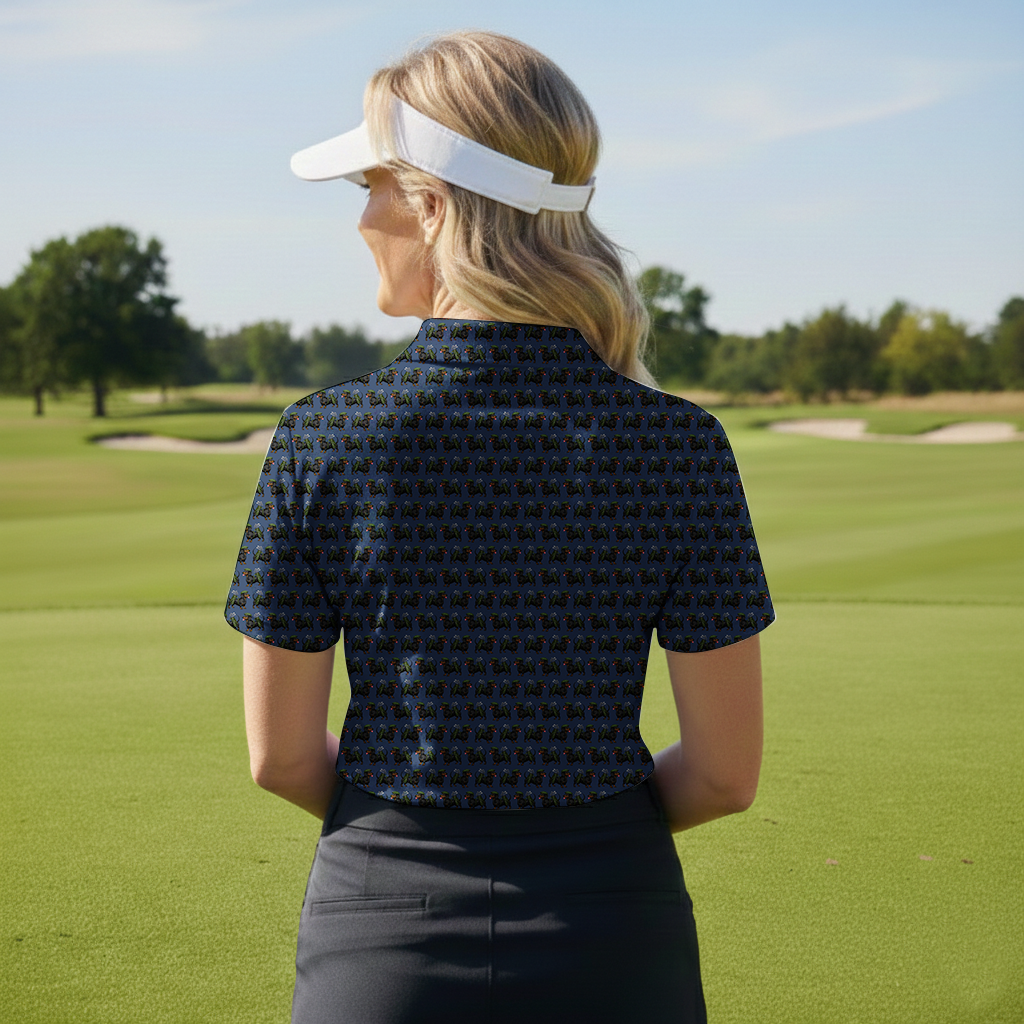 Dachshund Golf Polo Shirt Funny Dog Golfer Pattern All Over Print Performance Polo