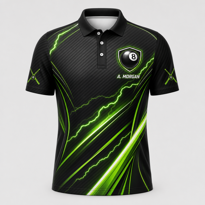 Custom Neon 8-Ball Team Polo – Team Name + Player Name - Hero