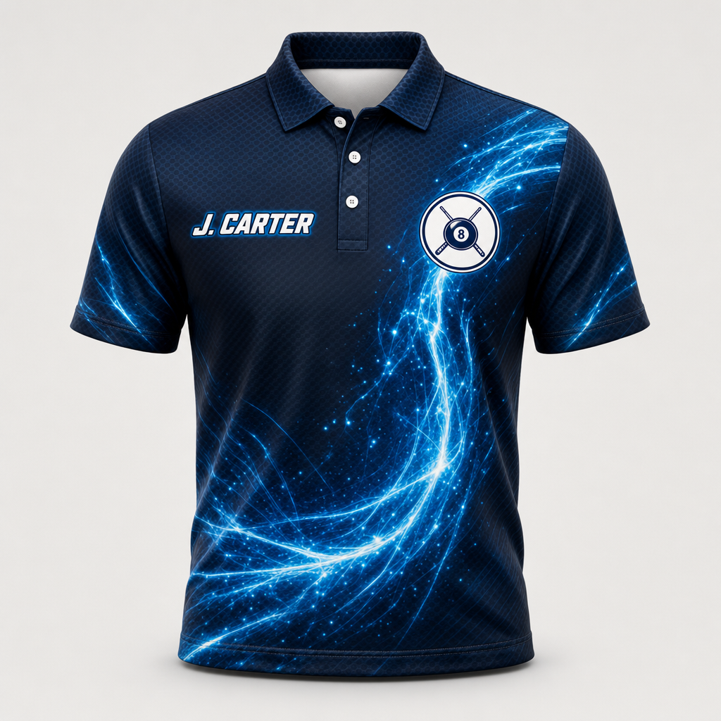 Custom Billiards Energy AOP Polo – Team & Player Name - Hero