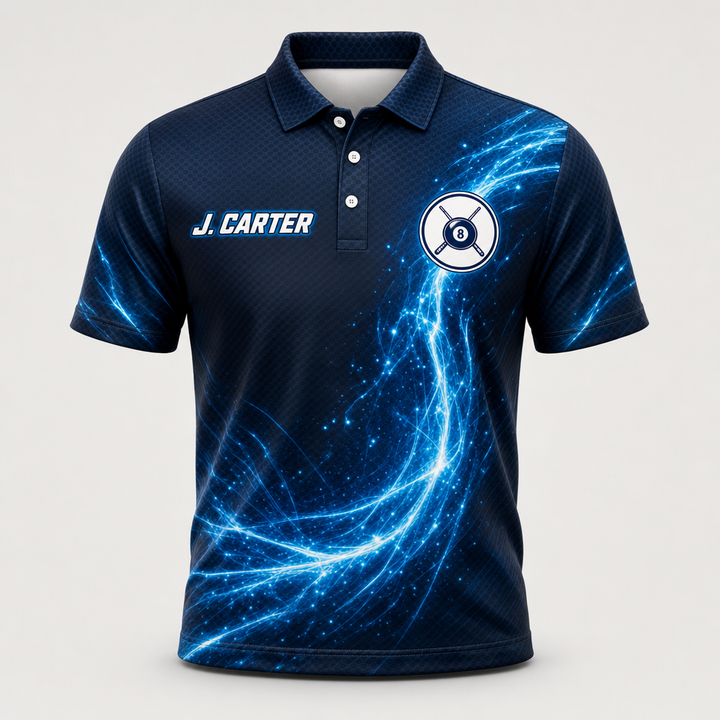 Custom Billiards Energy AOP Polo – Team & Player Name - Hero