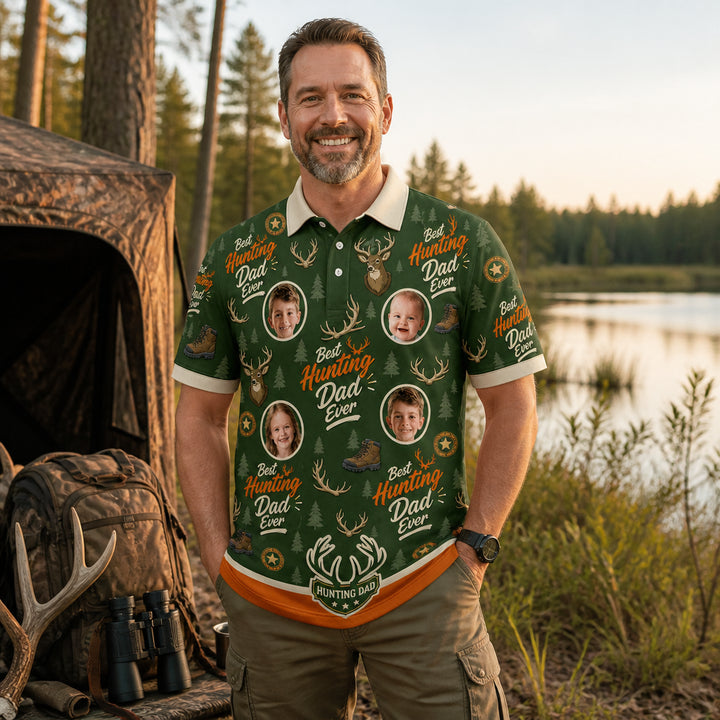 Best Hunting Dad Ever Custom Photo Polo - Lifestyle 1
