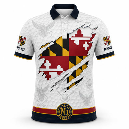 Maryland Flag Eagle Veteran Polo - Hero