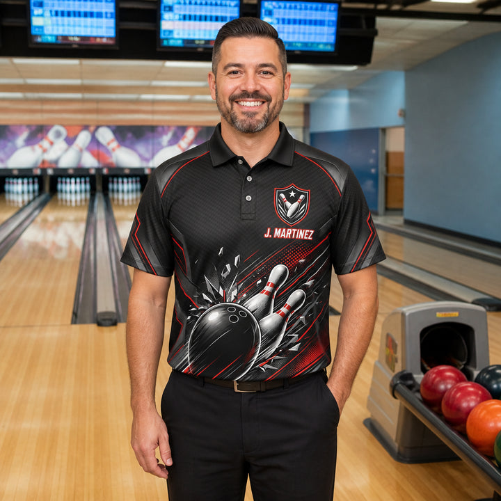 Custom Bowling Team AOP Polo – Name & Team - Lifestyle 1