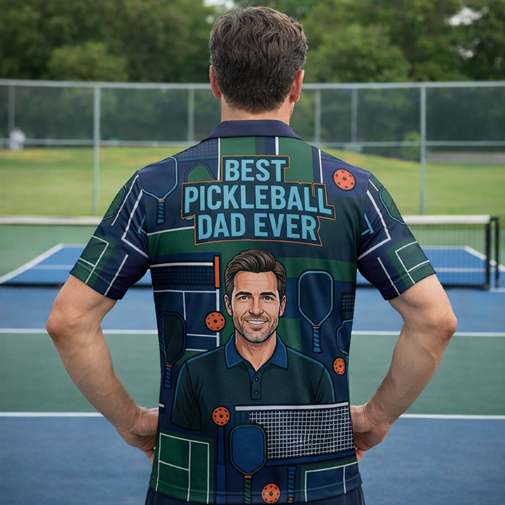 Best Pickleball Dad Ever Custom Portrait Polo Shirt