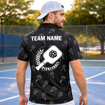 Personalized Pickleball Polo Shirt Custom Name USA Flag Performance Shirt